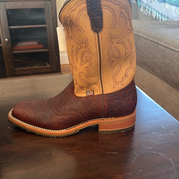 Double H Graham DH4305 Brown and Tan Cowboy Boots with Square Toe